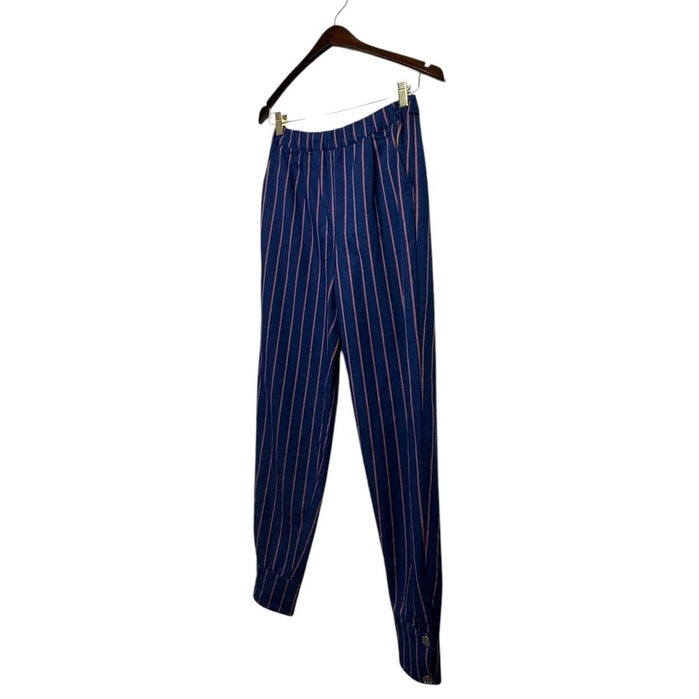 NWOT REVOLVE LPA Cuff Snap Pant Navy Coral Stripe S - Picture 9 of 13